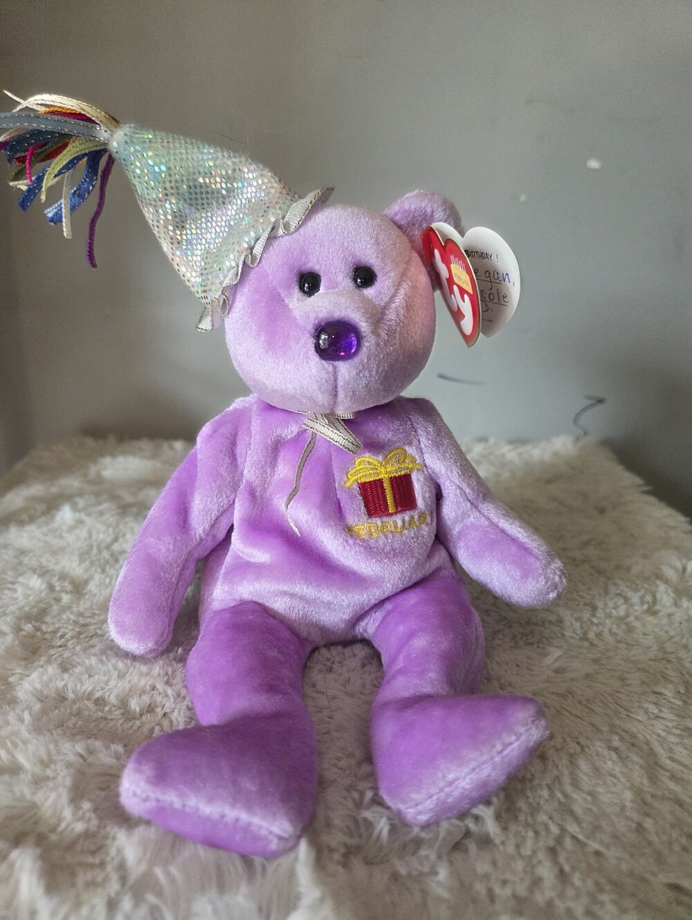 2002 Ty Beanie Babies February the Teddy Bear W/Tags Writing On Tag9